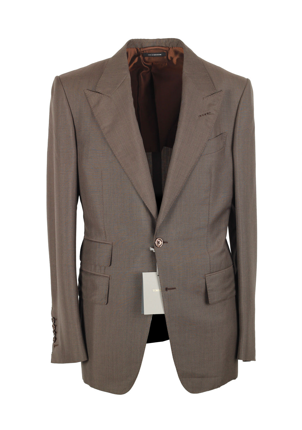 TOM FORD Shelton Brown Suit Size 46 / 36R U.S. In Mohair Wool