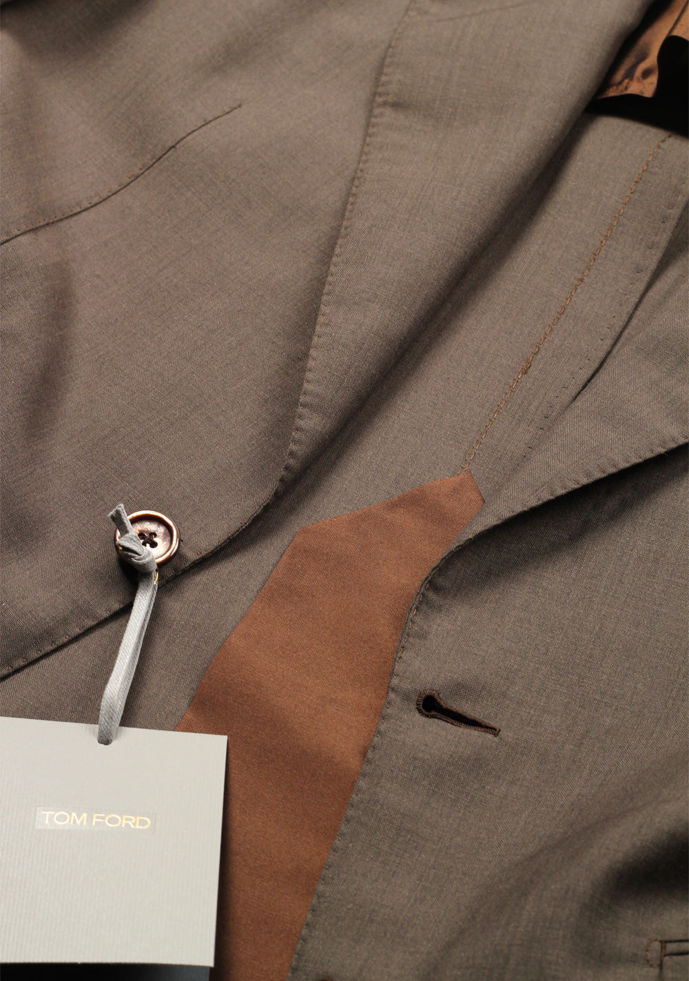 TOM FORD Shelton Brown Suit Size 46 / 36R U.S. In Mohair Wool