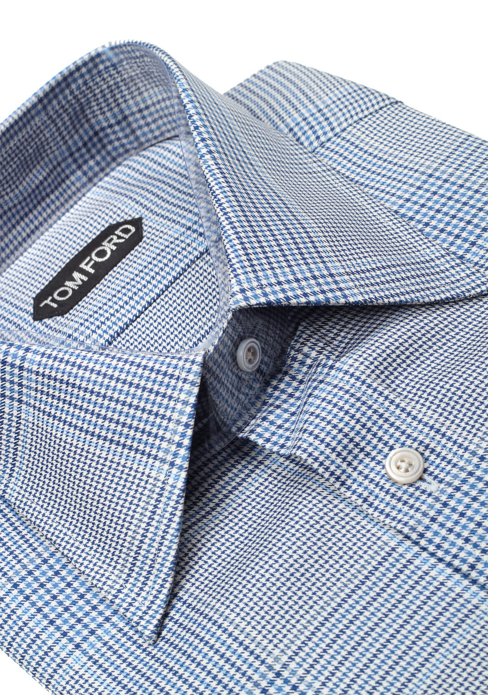 TOM FORD Checked White Blue Dress Shirt Size 40 / 15,75 U.S.