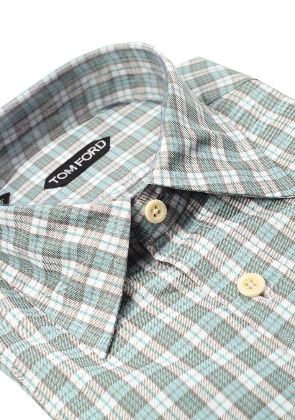 TOM FORD Checked Green Dress Shirt Size 40 / 15,75 U.S.