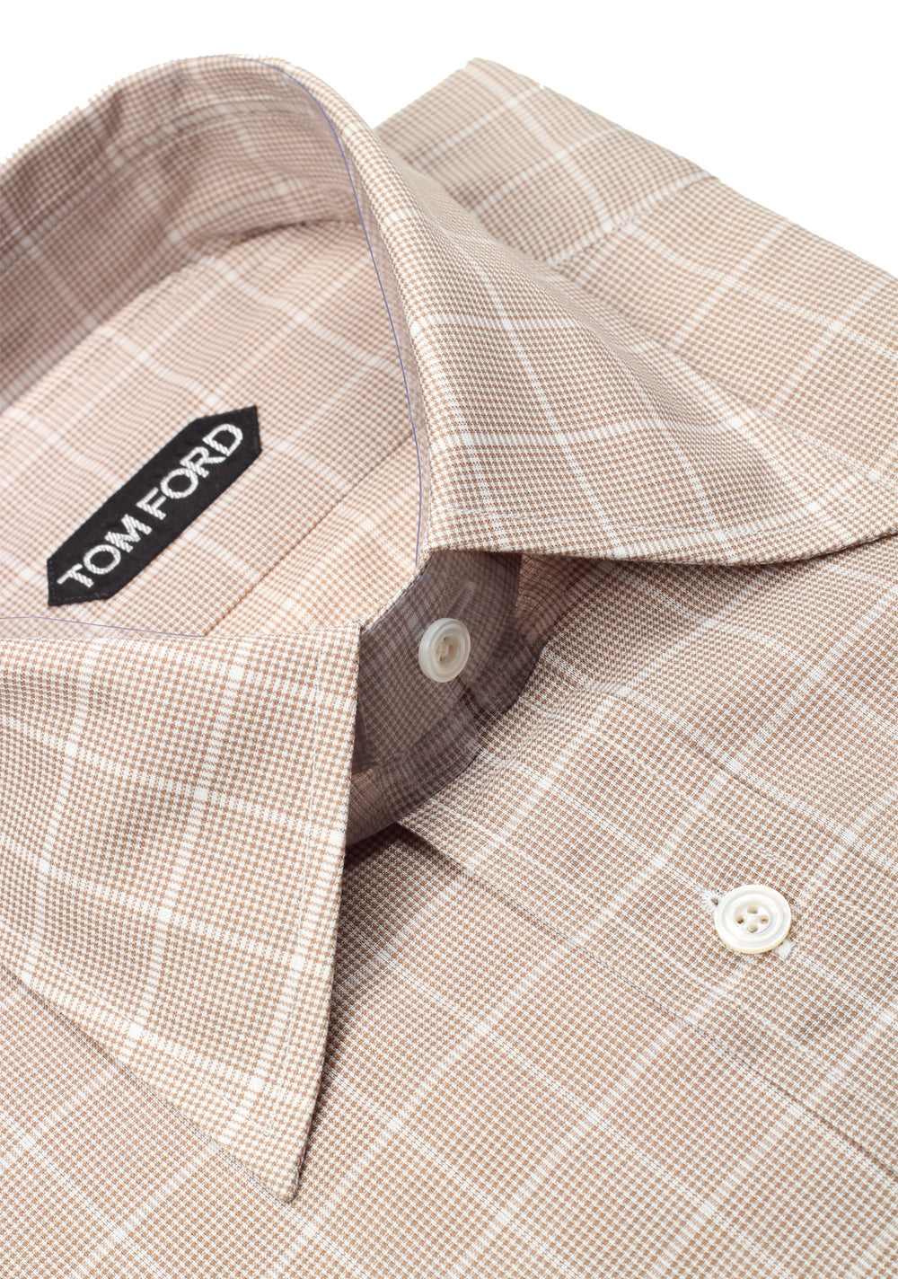 TOM FORD Checked Brown Dress Shirt Size 40 / 15,75 U.S.