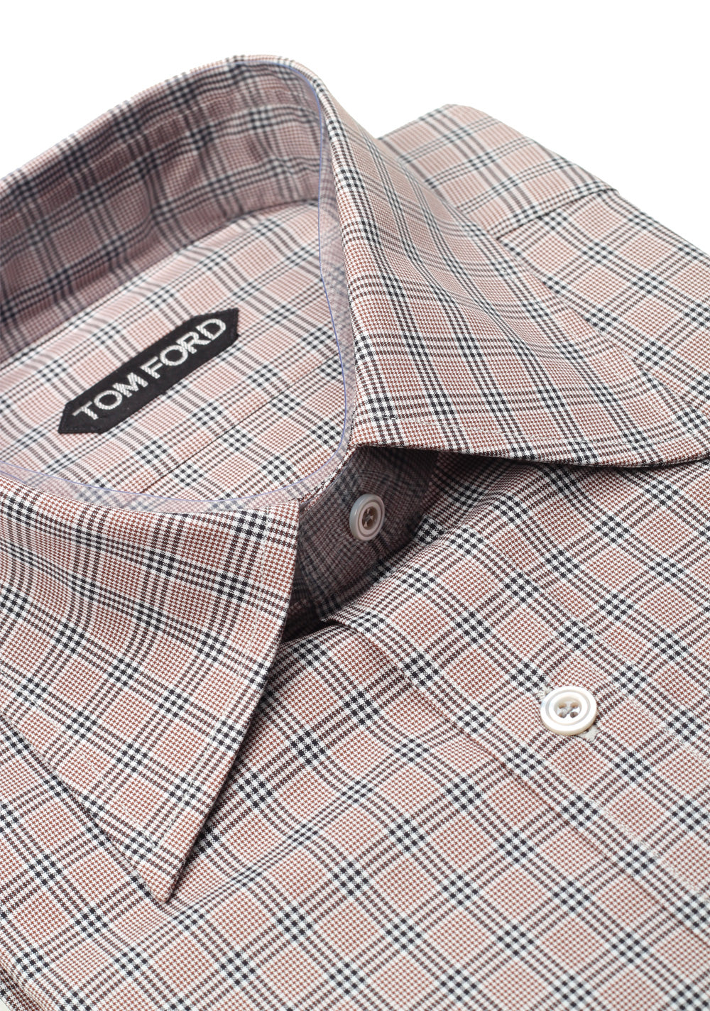 TOM FORD Checked Brown Dress Shirt Size 40 / 15,75 U.S.