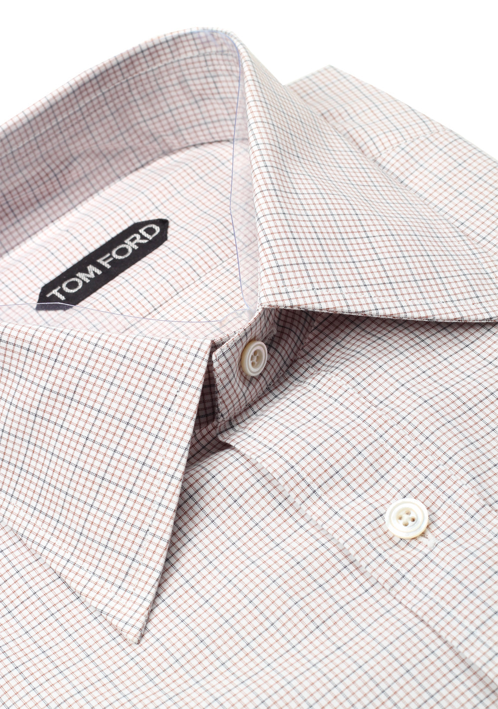 TOM FORD Checked Brown Dress Shirt Size 40 / 15,75 U.S.