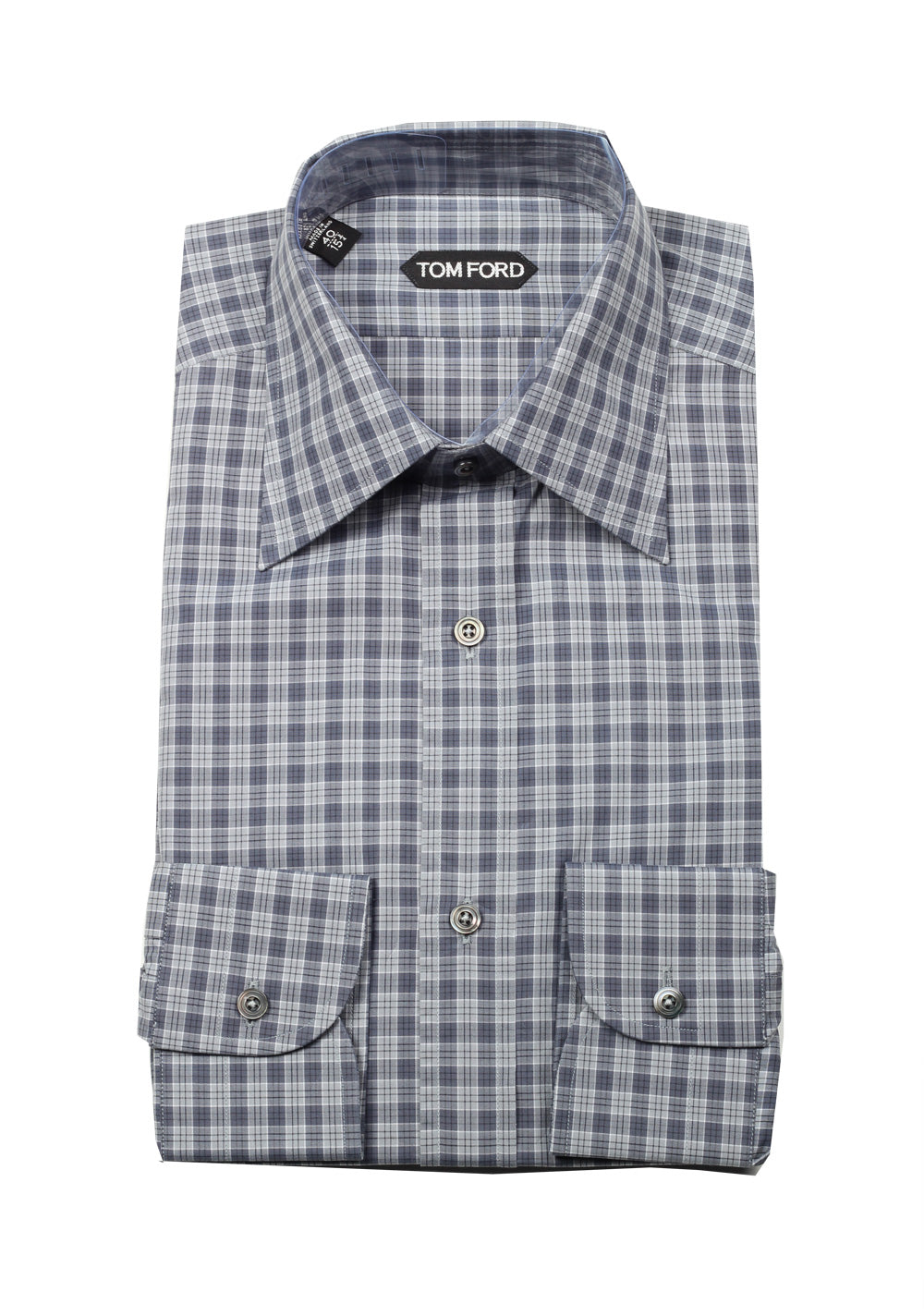 TOM FORD Checked Gray Dress Shirt Size 40 / 15,75 U.S.