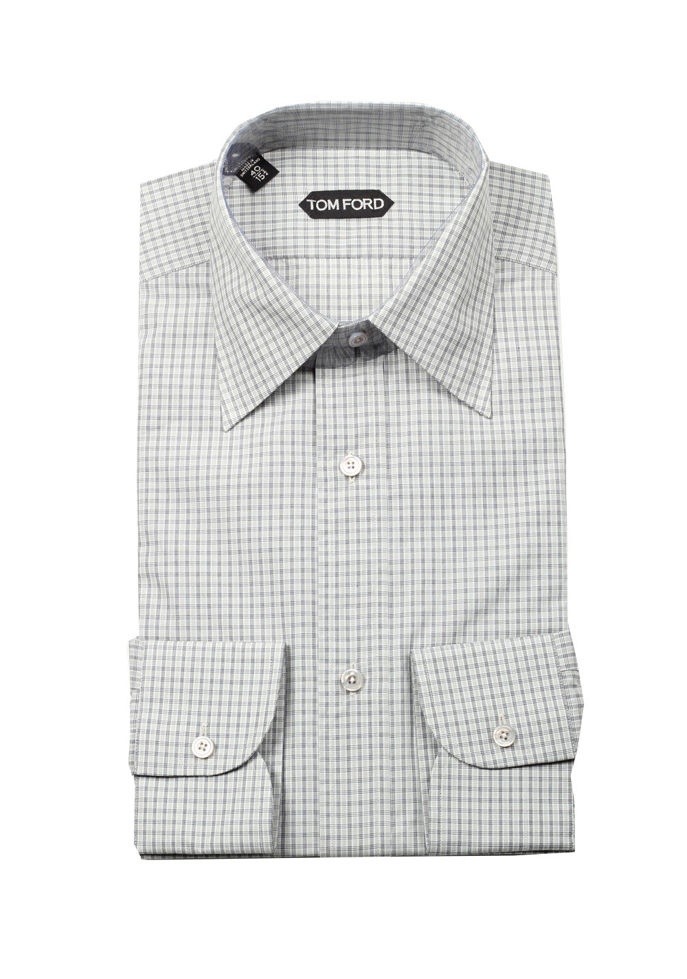 TOM FORD Checked Gray Dress Shirt Size 40 / 15,75 U.S.