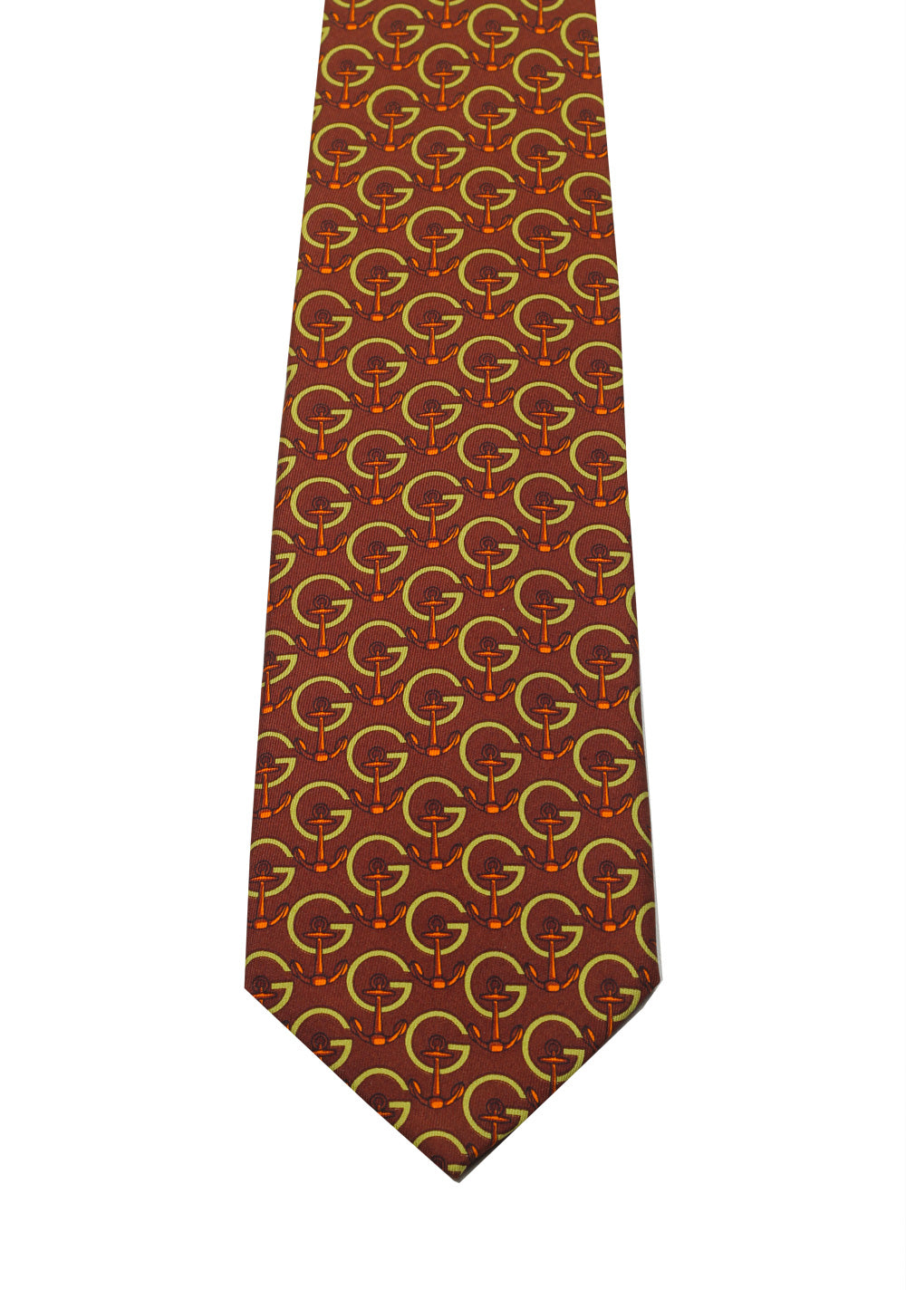 Gucci Brown Patterned Anchor Logo Tie