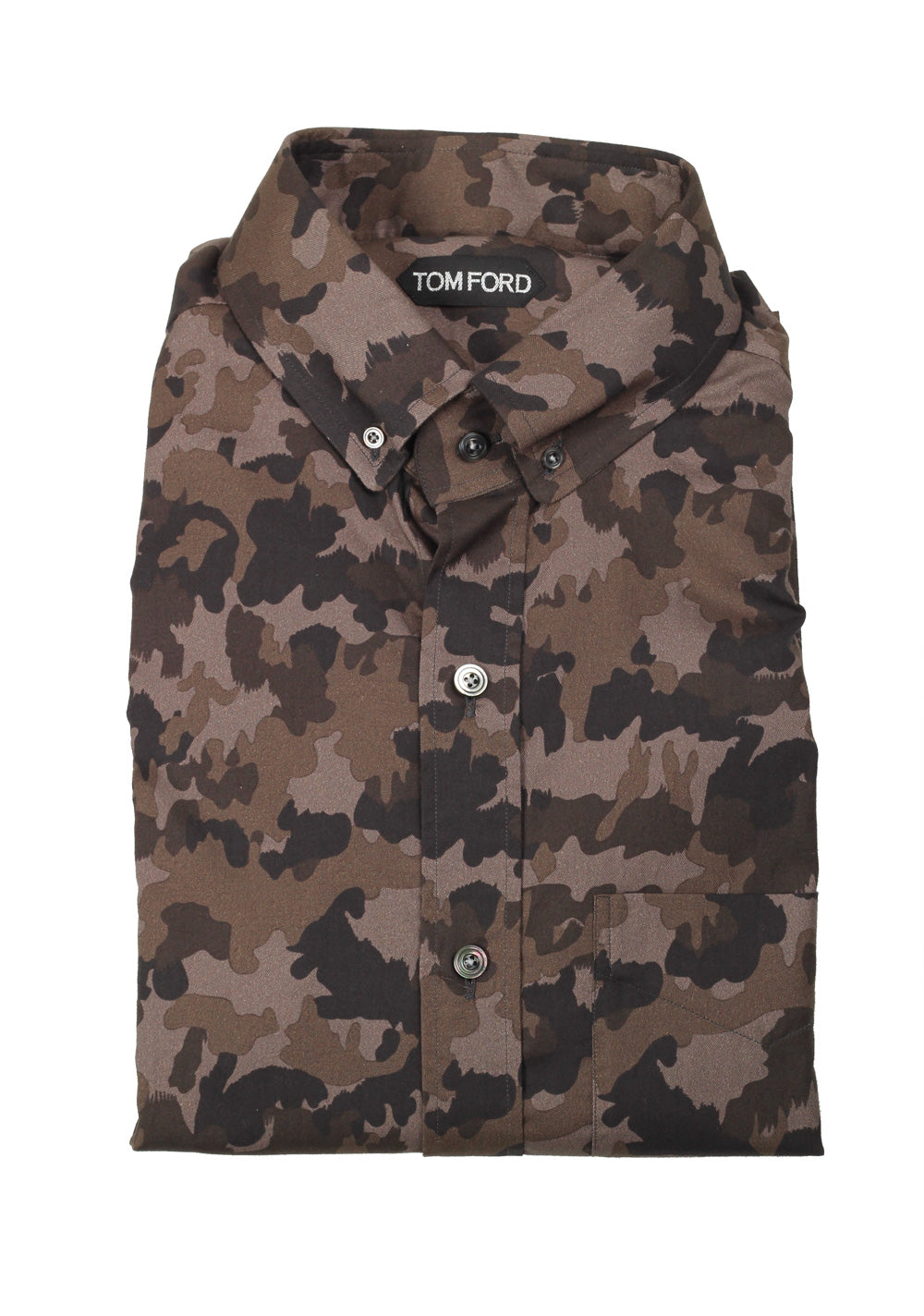 TOM FORD Brown Camouflage Shirt Size 41 / 16 U.S.
