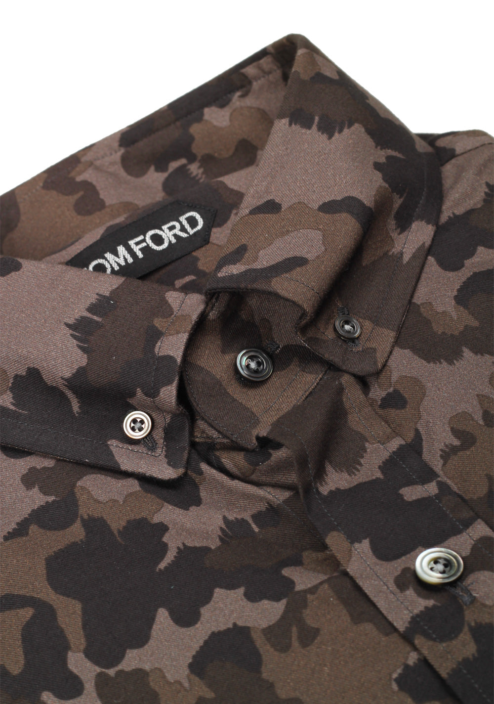 TOM FORD Brown Camouflage Shirt Size 41 / 16 U.S.