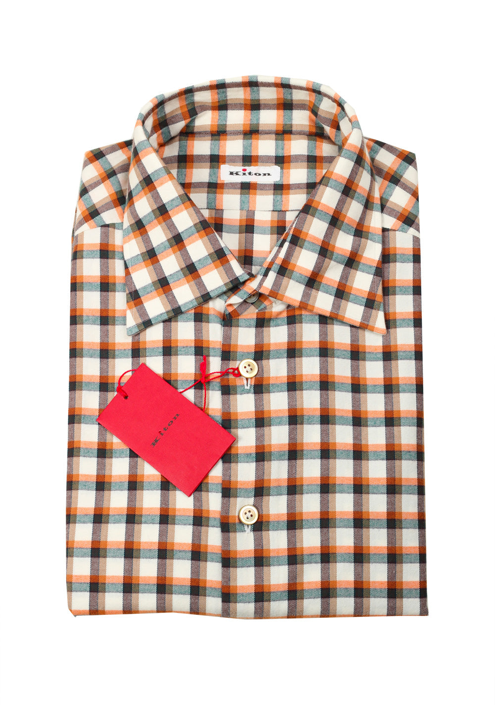 Kiton Checked Flannel Shirt Size 39 / 15,5 U.S.