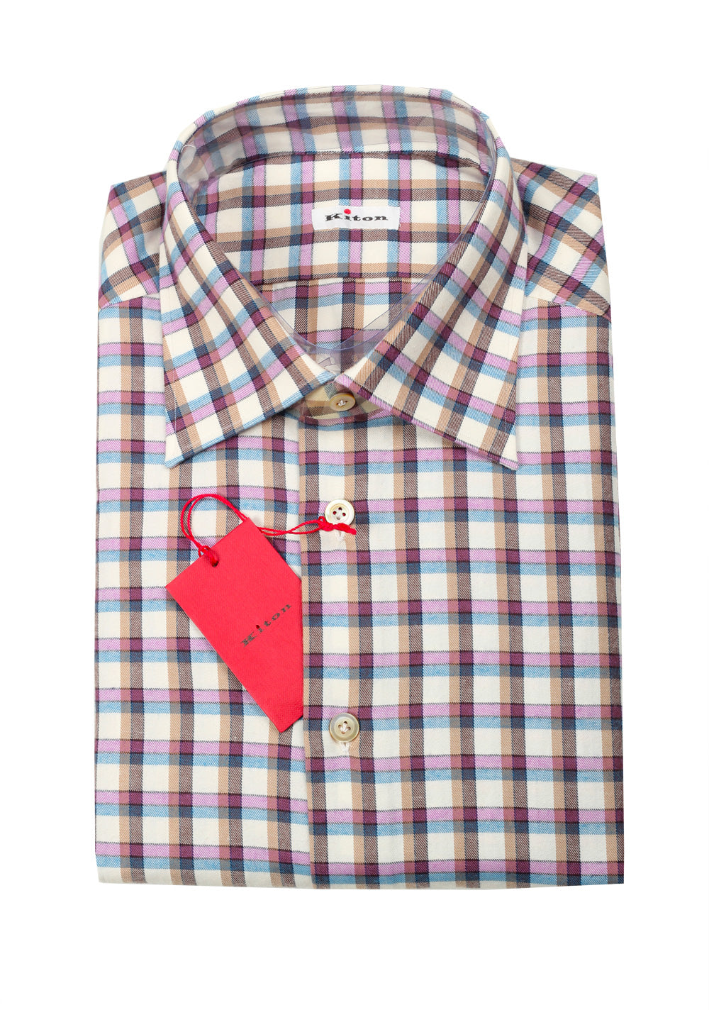 Kiton Checked Flannel Shirt Size 39 / 15,5 U.S.