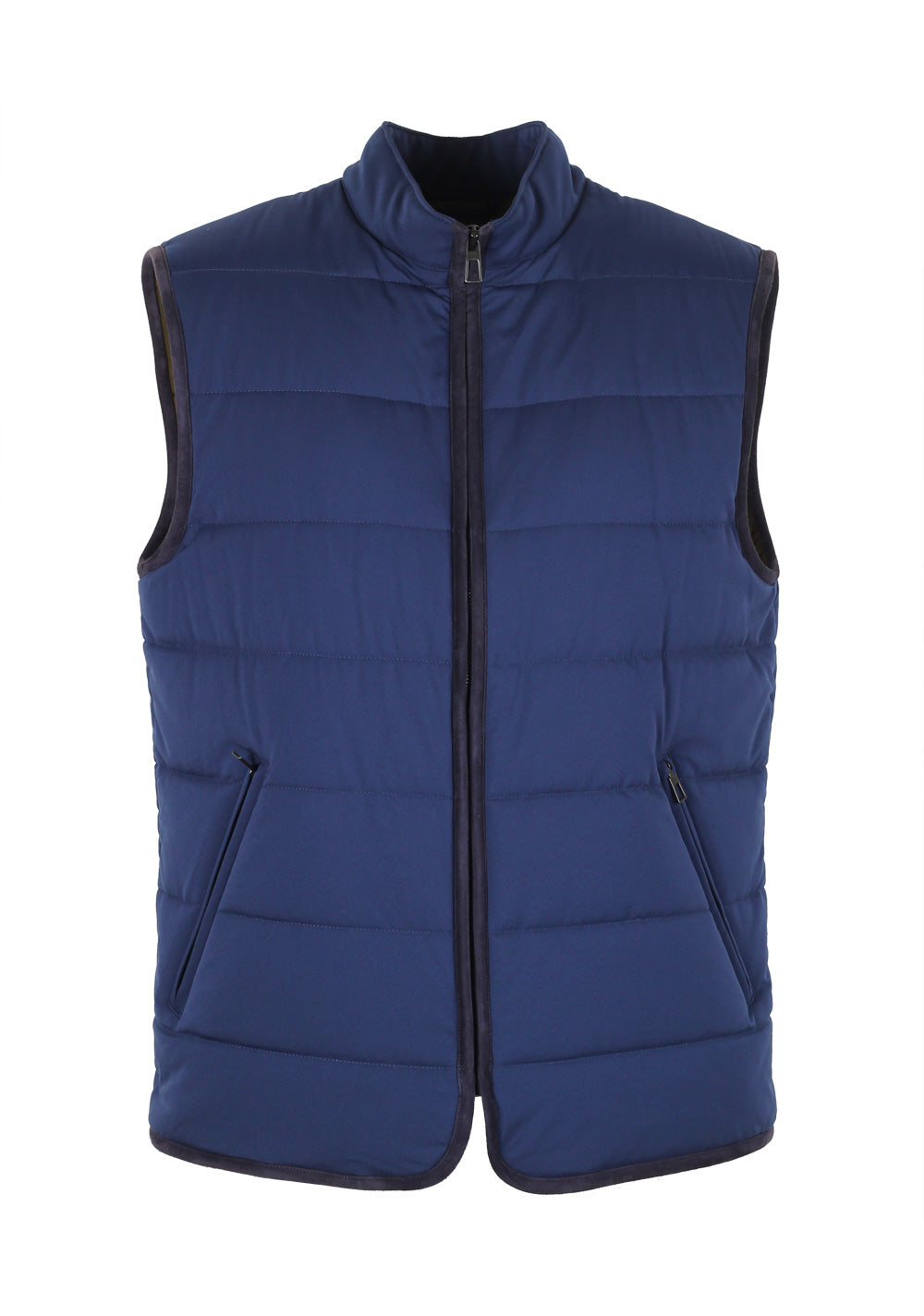 Loro Piana Blue Quilted Storm System Shell Gilet Size M Medium Outerwear