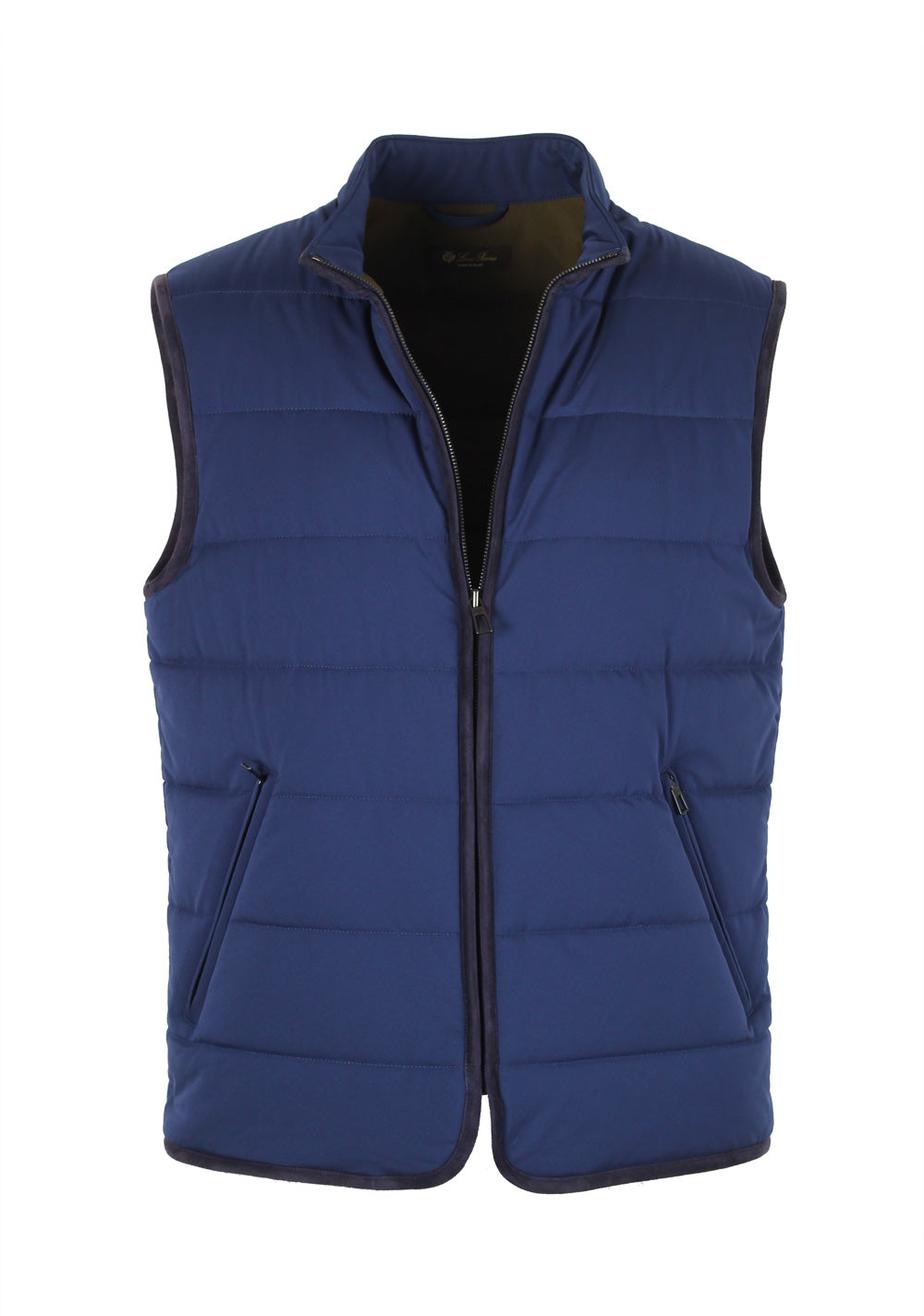Loro Piana Blue Quilted Storm System Shell Gilet Size M Medium Outerwear