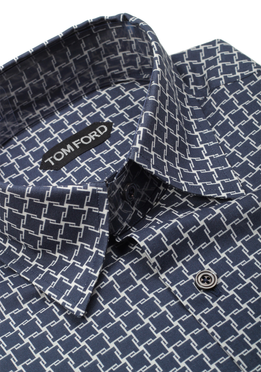 TOM FORD Patterned Blue Shirt Size 38 / 15 U.S.