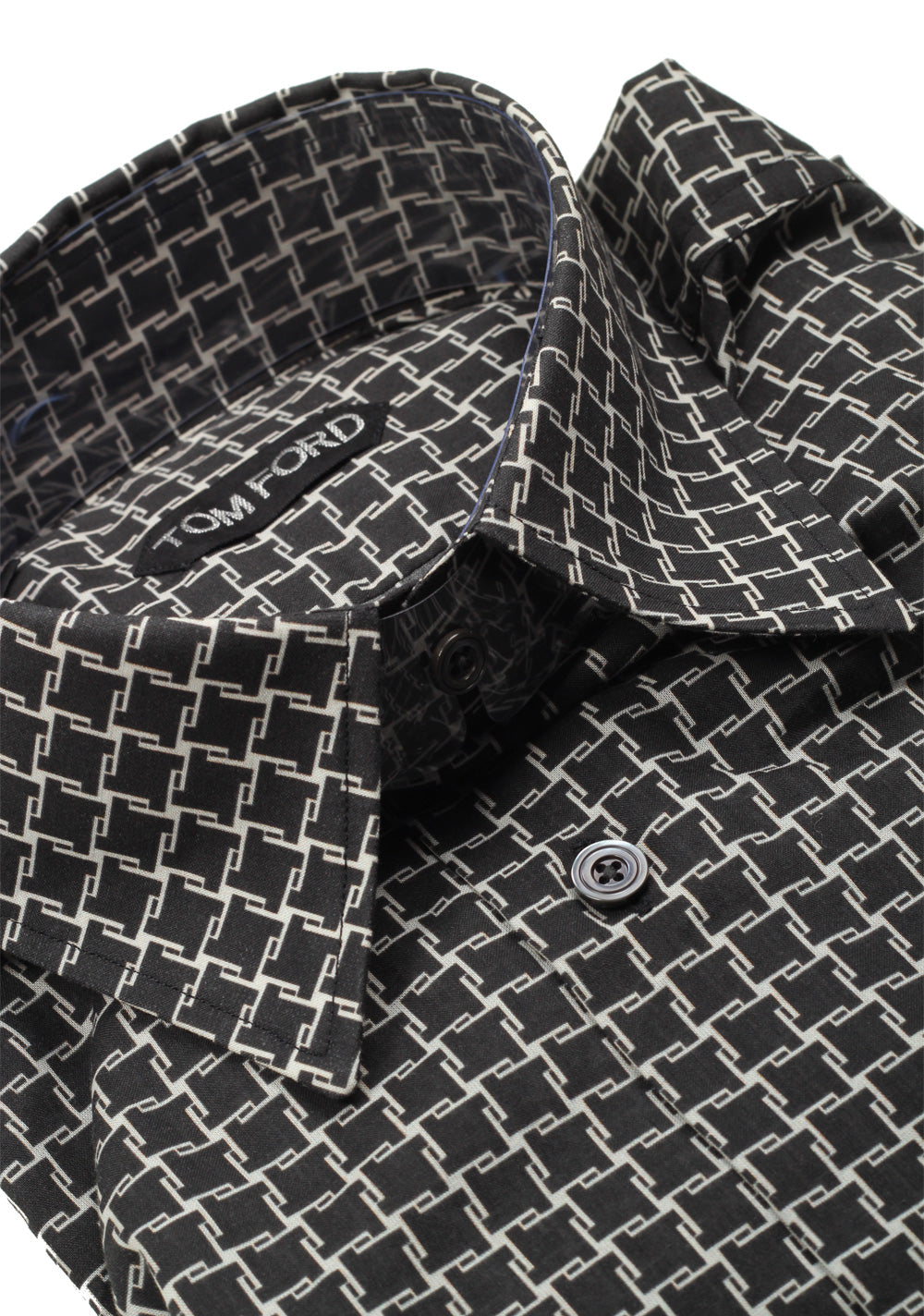 TOM FORD Patterned Black Dress Shirt Size 39 / 15,5 U.S.