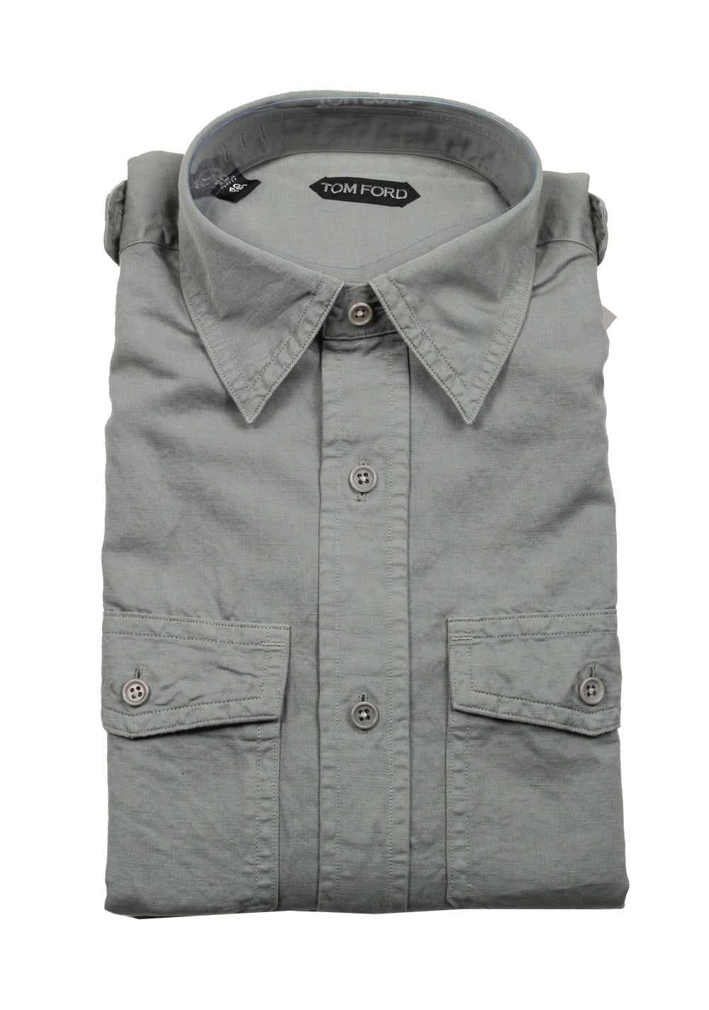 TOM FORD Solid Green Casual Shirt Size 40 / 15,75 U.S.
