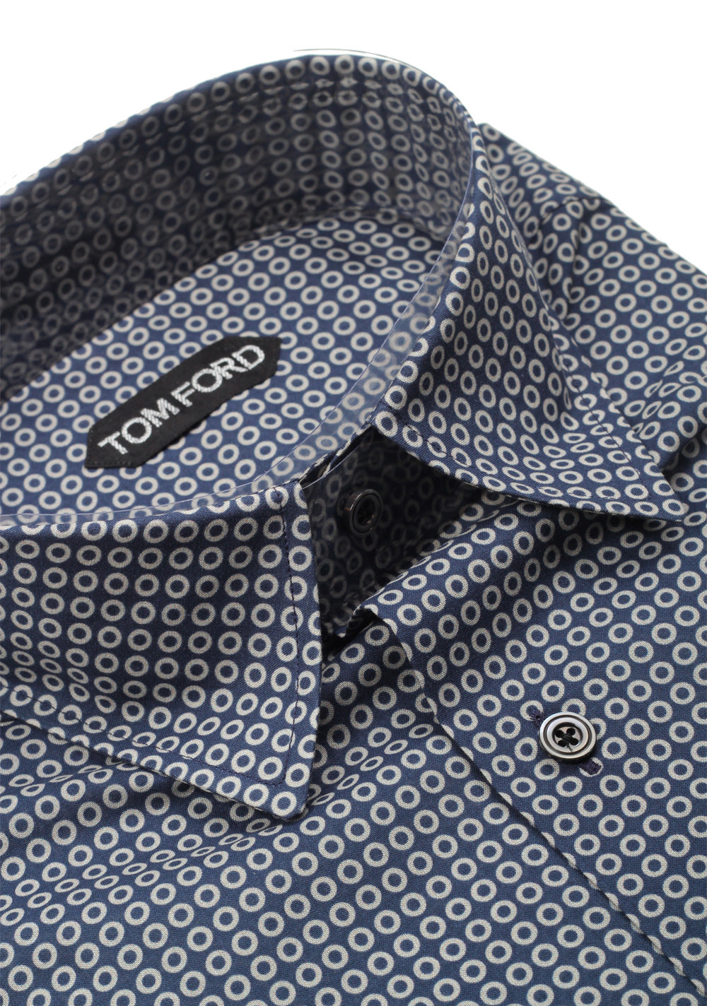 TOM FORD Patterned White Blue Dress Shirt Size 40 / 15,75 U.S.