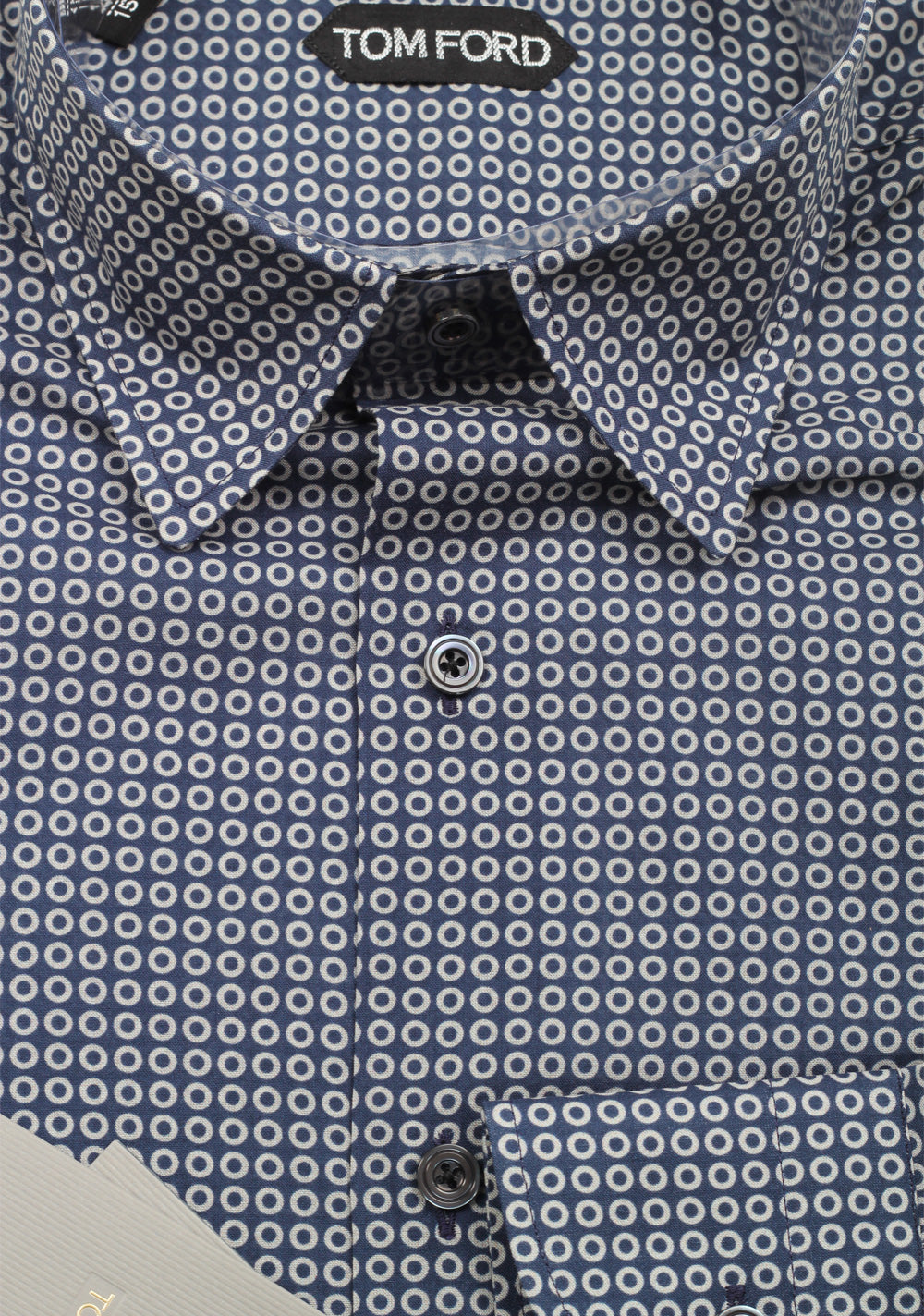 TOM FORD Patterned White Blue Dress Shirt Size 40 / 15,75 U.S.