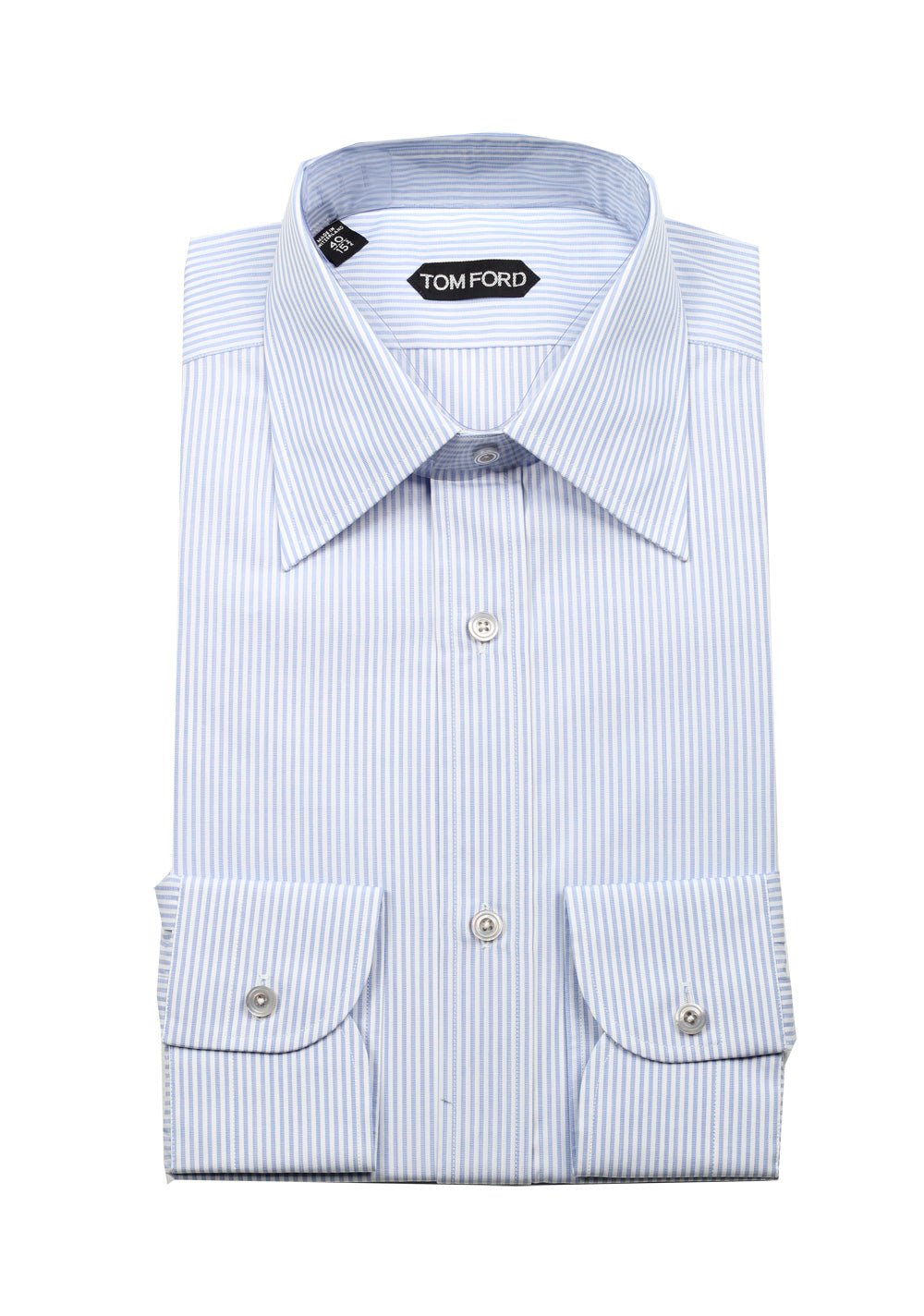 TOM FORD Striped White Blue Dress Shirt Size 40 / 15,75 U.S.