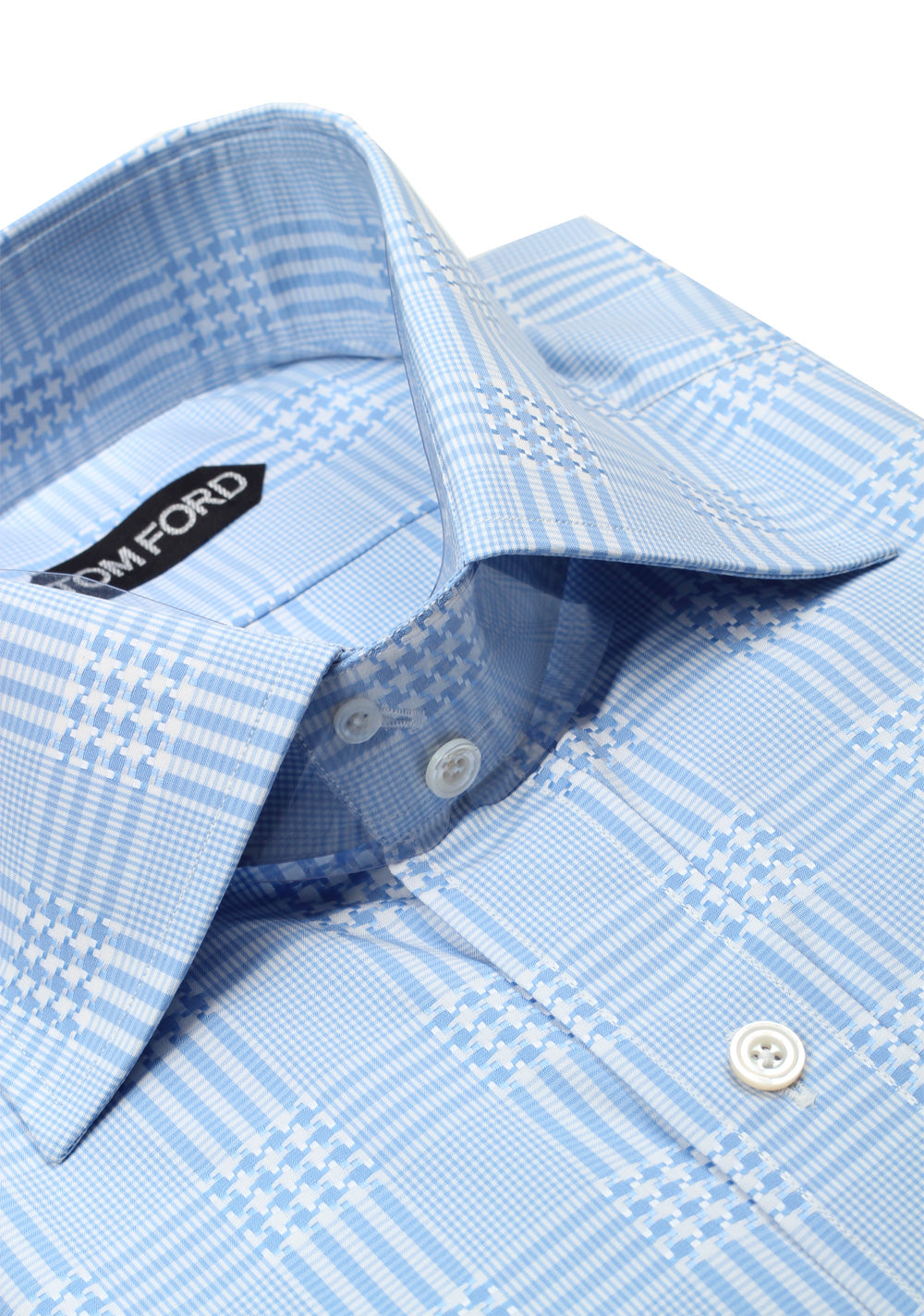 TOM FORD Checked White Blue Dress Shirt Size 40 / 15,75 U.S.