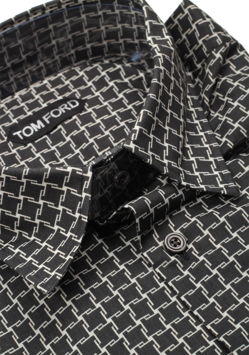 TOM FORD Patterned Black Dress Shirt Size 41 / 16 U.S.