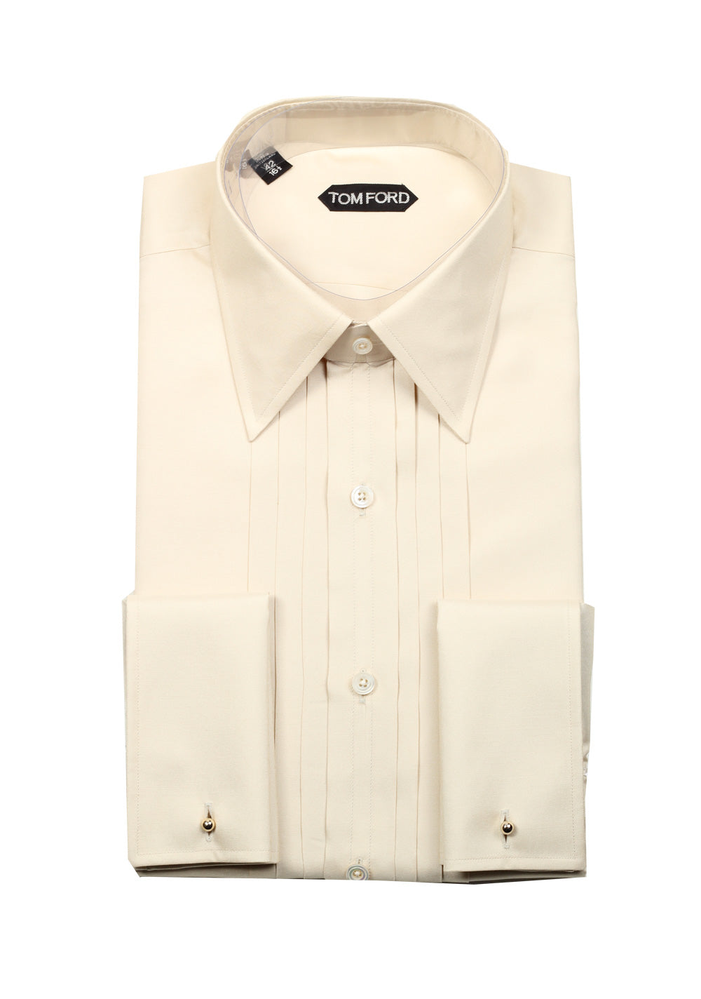 TOM FORD Solid Off White Charmeuse Evening Tuxedo Shirt Size 42 / 16,5 U.S.