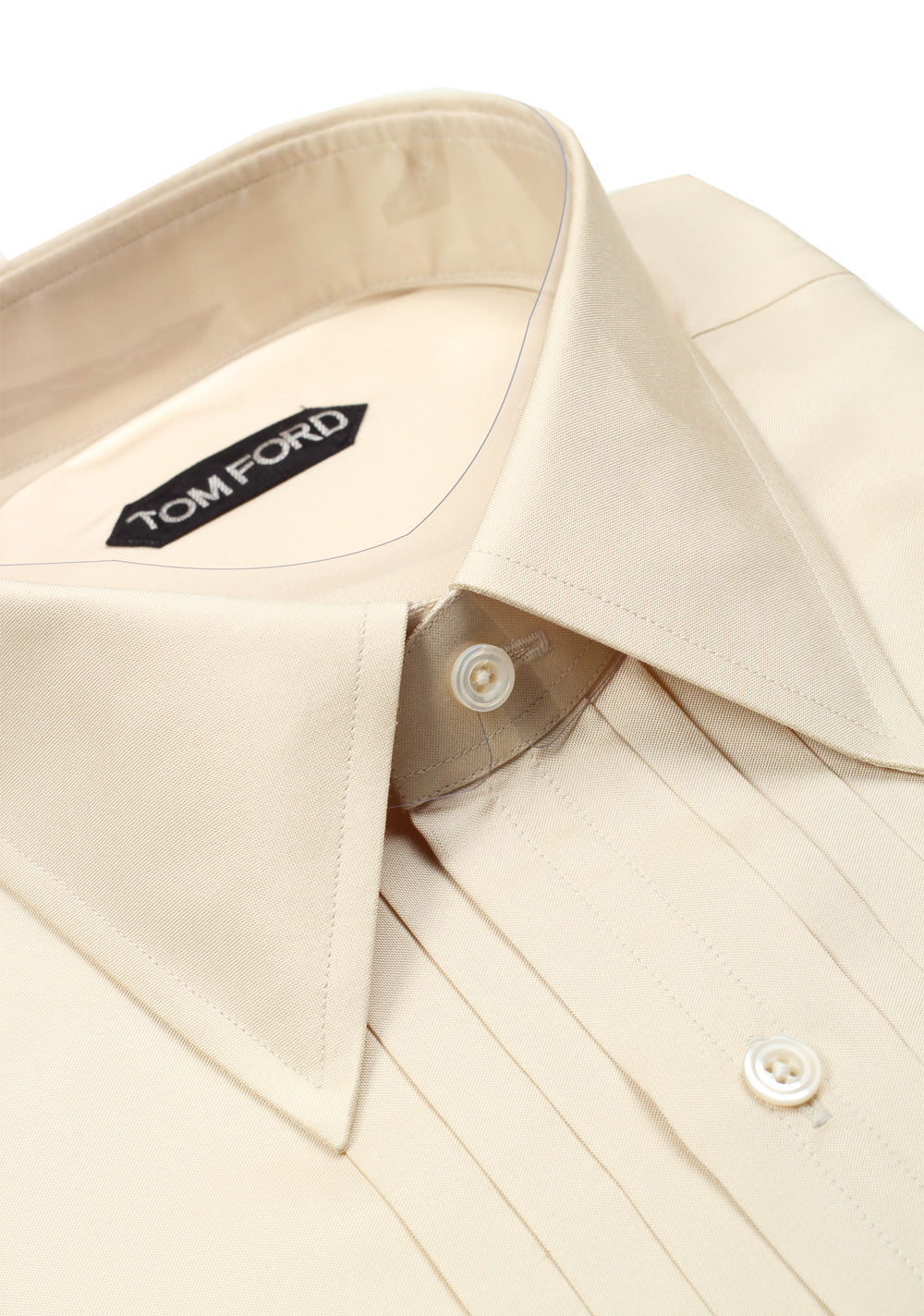 TOM FORD Solid Off White Charmeuse Evening Tuxedo Shirt Size 42 / 16,5 U.S.