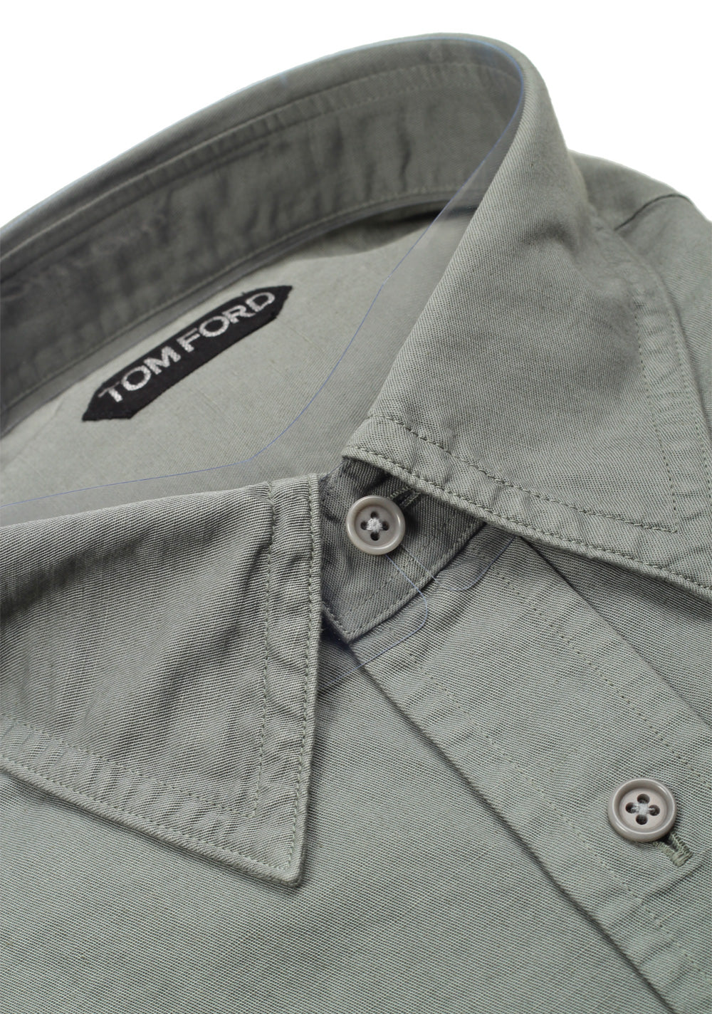 TOM FORD Solid Green Casual Shirt Size 43 / 17 U.S.