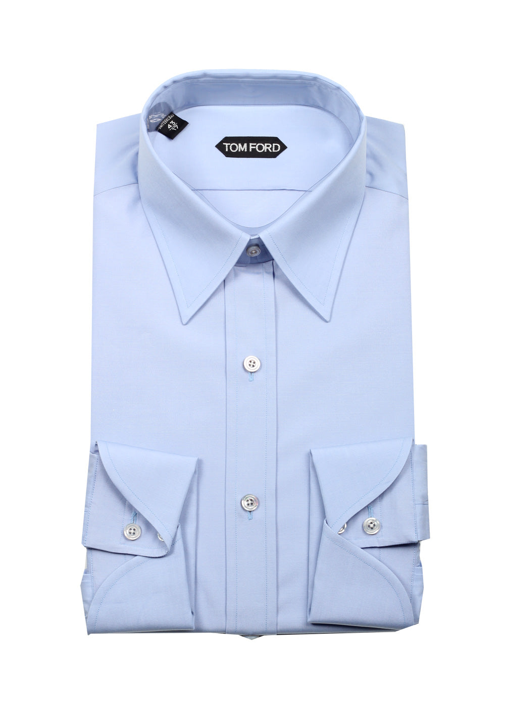 TOM FORD Solid Blue Dress Shirt Size 43 / 17 U.S.