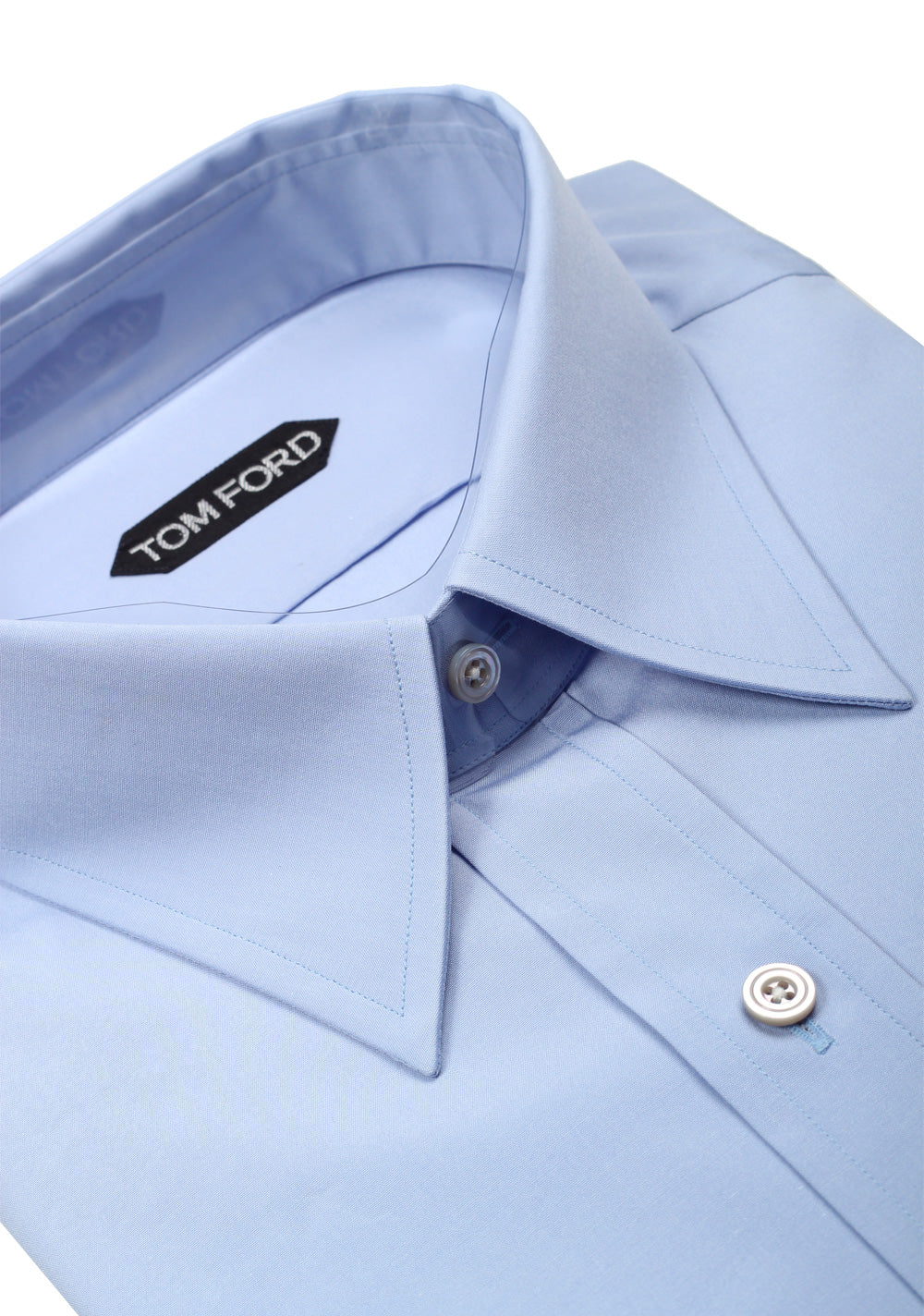 TOM FORD Solid Blue Dress Shirt Size 43 / 17 U.S.