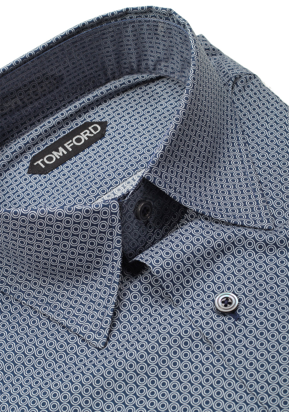 TOM FORD Patterned White Blue Dress Shirt Size 43 / 17 U.S.