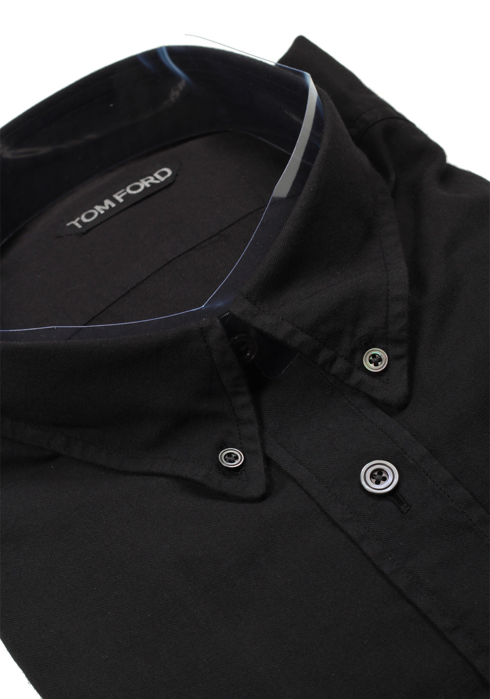 TOM FORD Solid Black Casual Button Down Shirt Size 43 / 17 U.S.