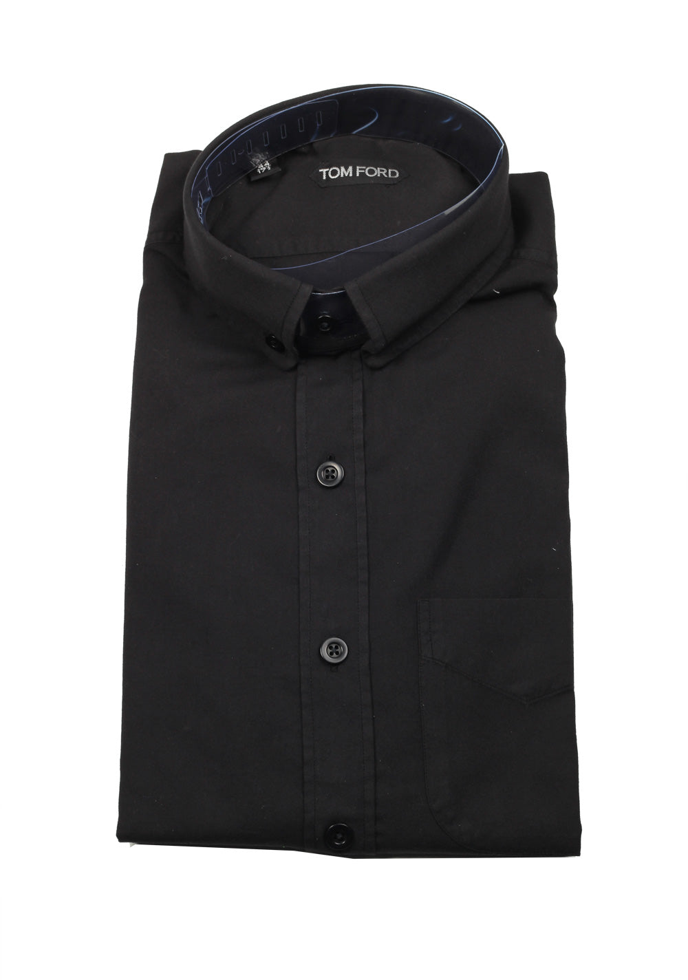 TOM FORD Solid Black Casual Button Down Shirt Size 44 / 17,5 U.S.