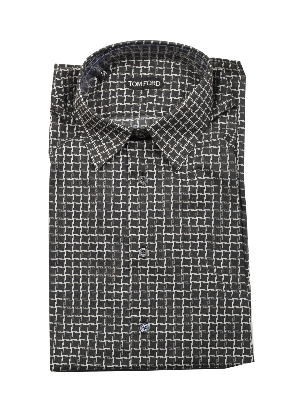TOM FORD Patterned Black Dress Shirt Size 44 / 17,5 U.S.