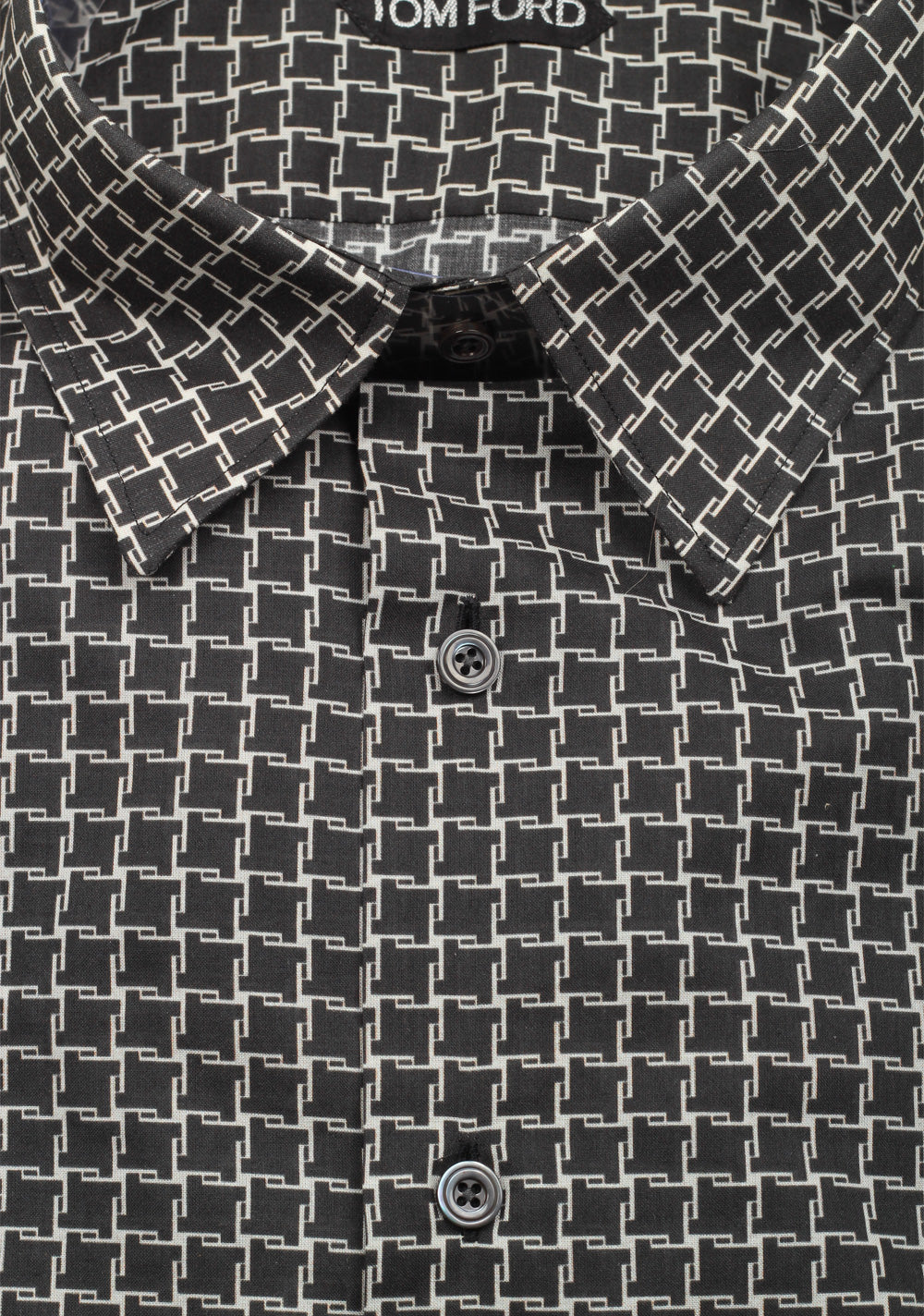 TOM FORD Patterned Black Dress Shirt Size 44 / 17,5 U.S.