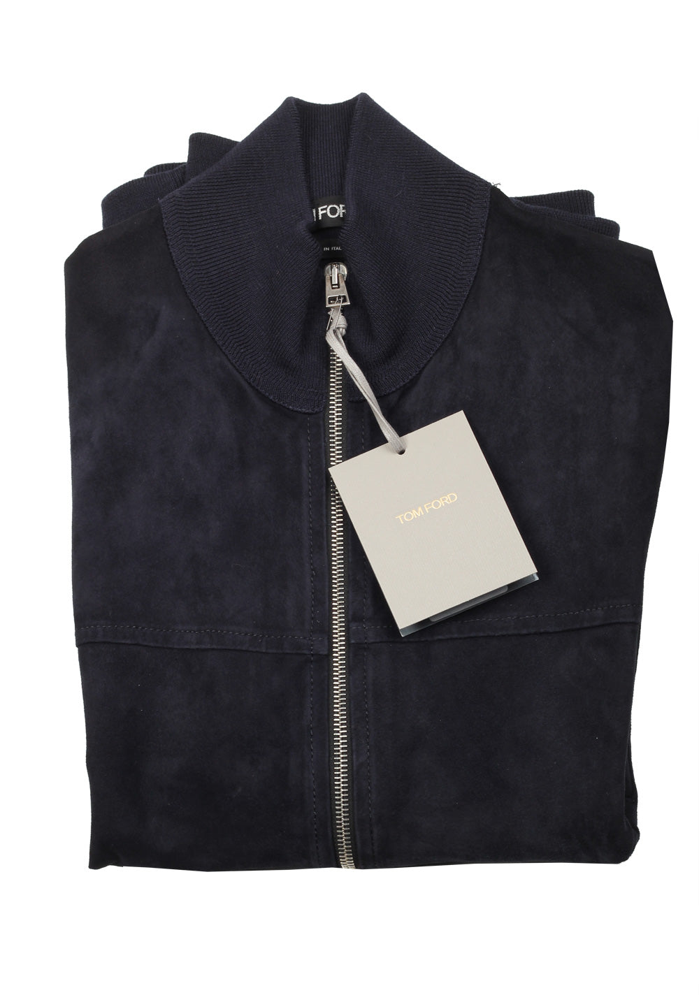 TOM FORD Blue Suede Zipper Cardigan Size 48 / 38R U.S. In Wool