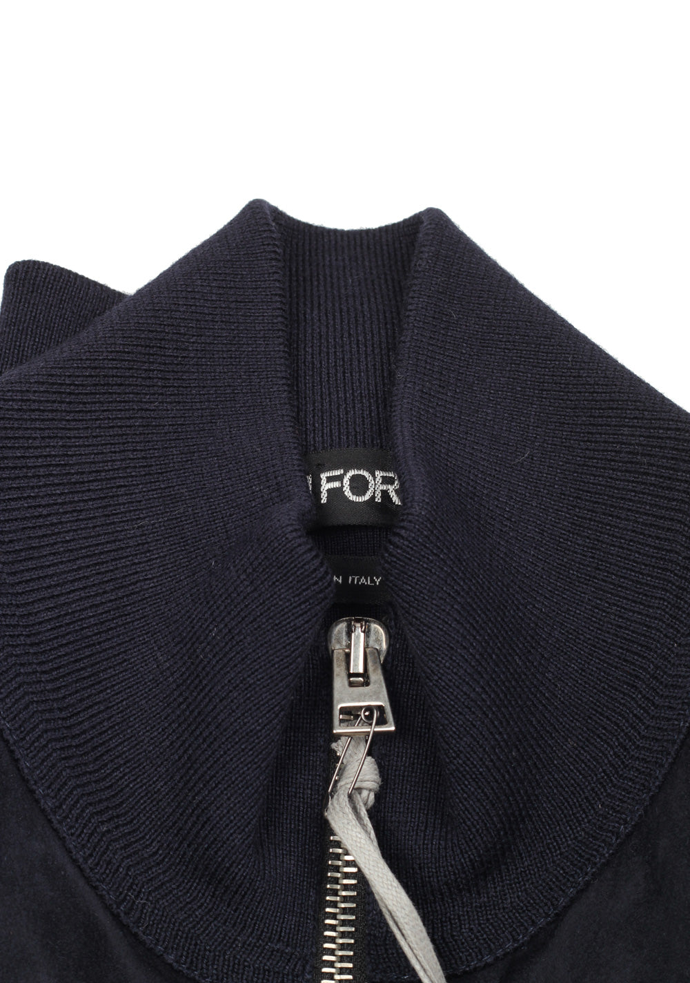 TOM FORD Blue Suede Zipper Cardigan Size 48 / 38R U.S. In Wool