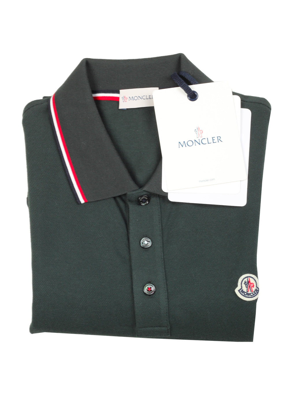 Moncler Green Long Sleeve Polo Shirt Size L / 40R U.S.