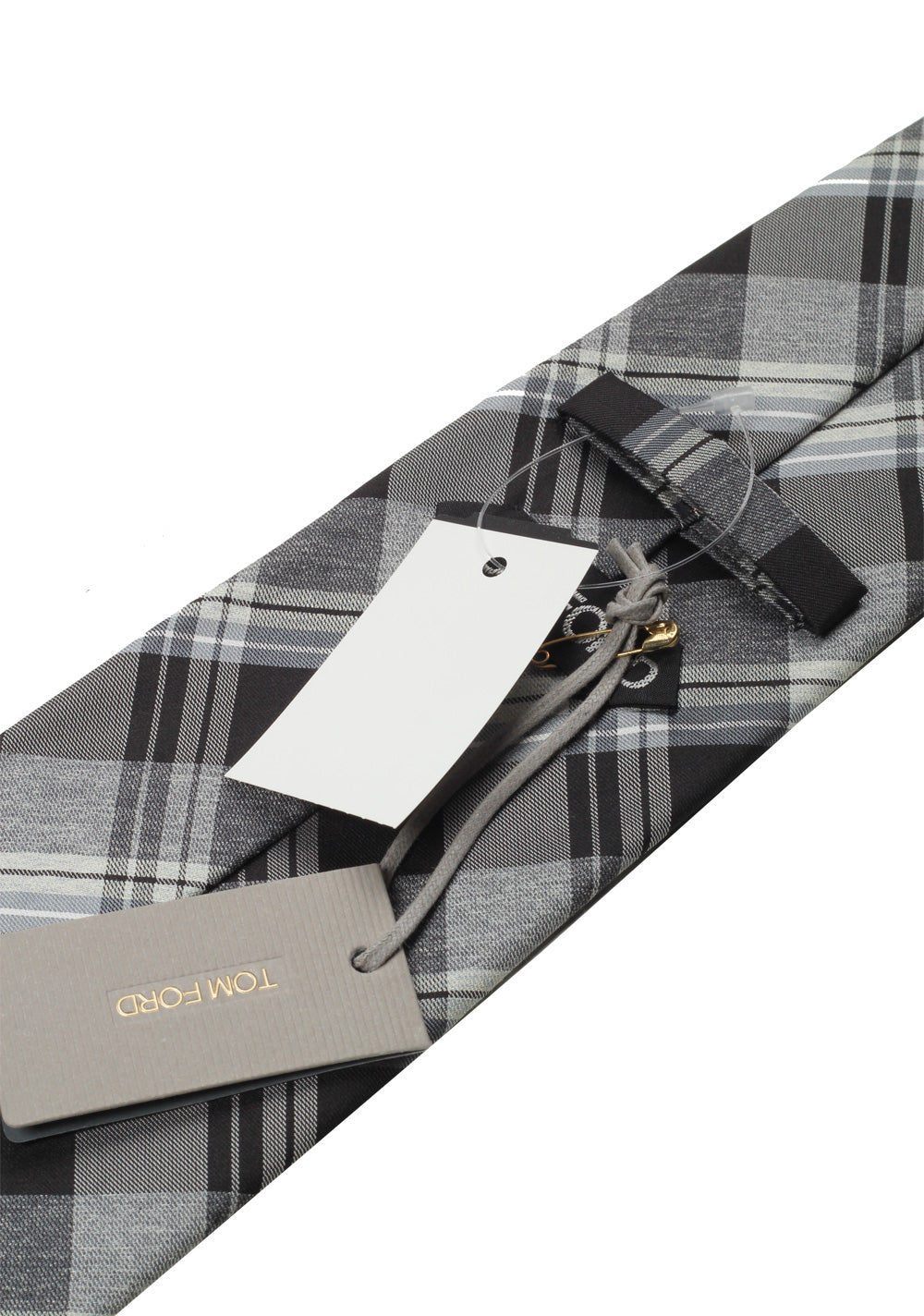 TOM FORD Checked Gray Tie In Silk