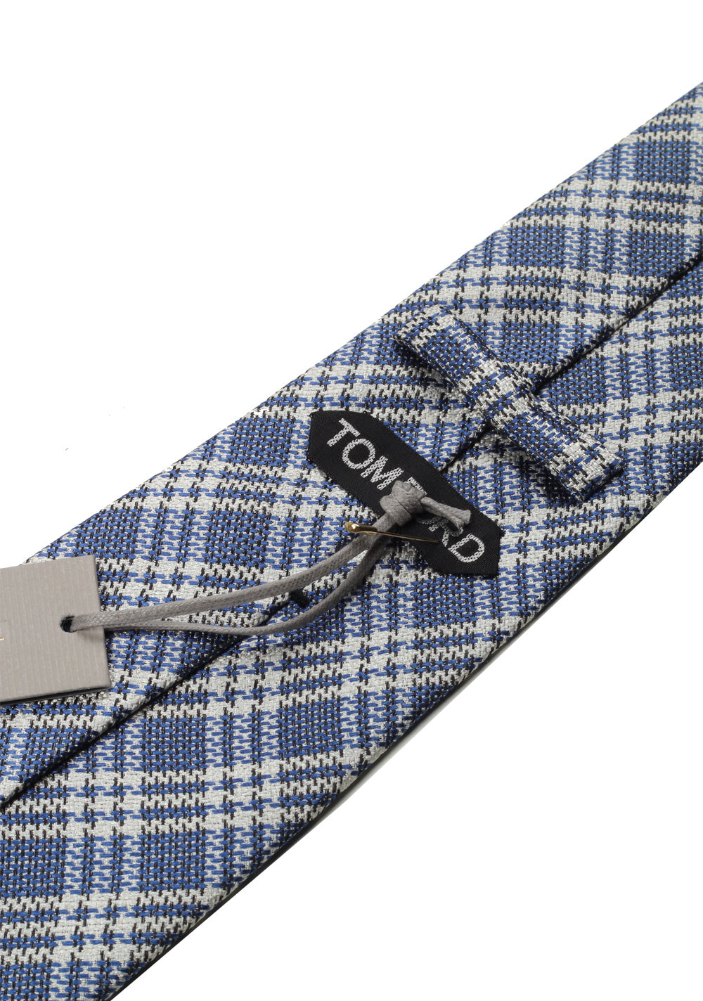 TOM FORD Checked Blue Tie In Silk