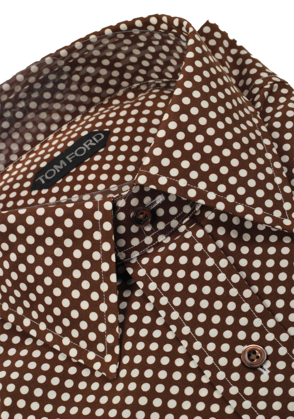 TOM FORD Patterned Brown Shirt Size 43 / 17 U.S.