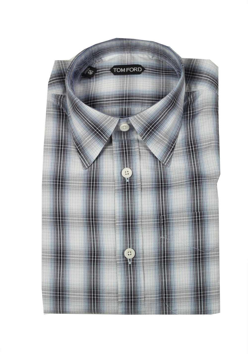 TOM FORD Checked Gray Blue Casual Shirt Size 42 / 16,5 U.S.