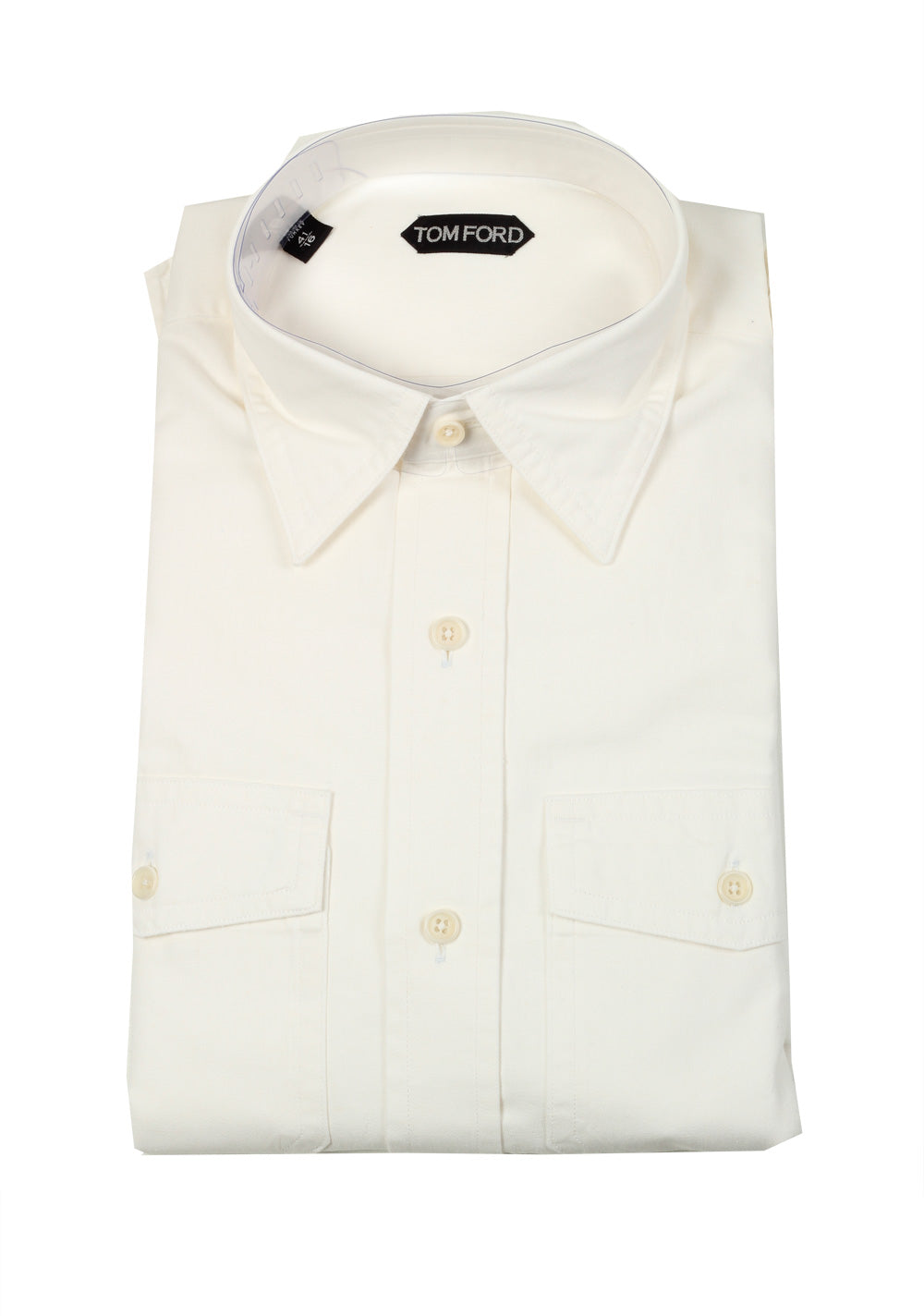 TOM FORD Solid White Casual Shirt Size 41 / 16 U.S.