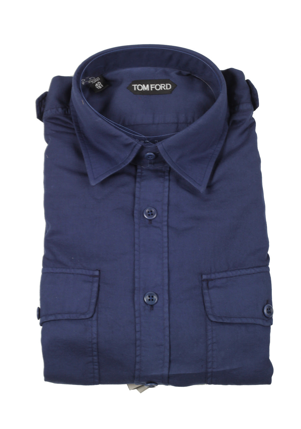 TOM FORD Solid Blue Casual Shirt Size 40 / 15,75 U.S.
