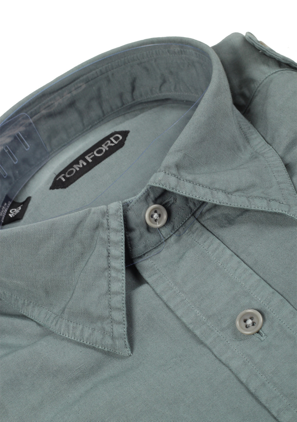 TOM FORD Solid Green Casual Shirt Size 40 / 15,75 U.S.