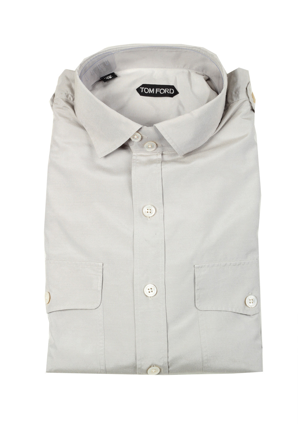 TOM FORD Solid Gray Casual Shirt Size 46 / 18,5 U.S.