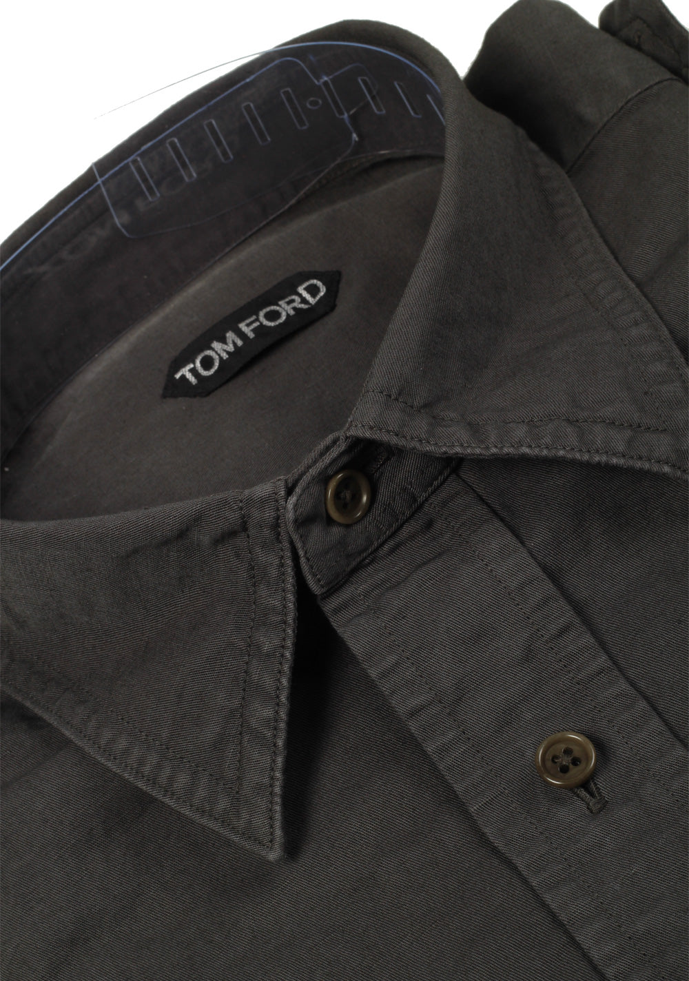 TOM FORD Solid Greenish Brown Casual Shirt Size 44 / 17,5 U.S.