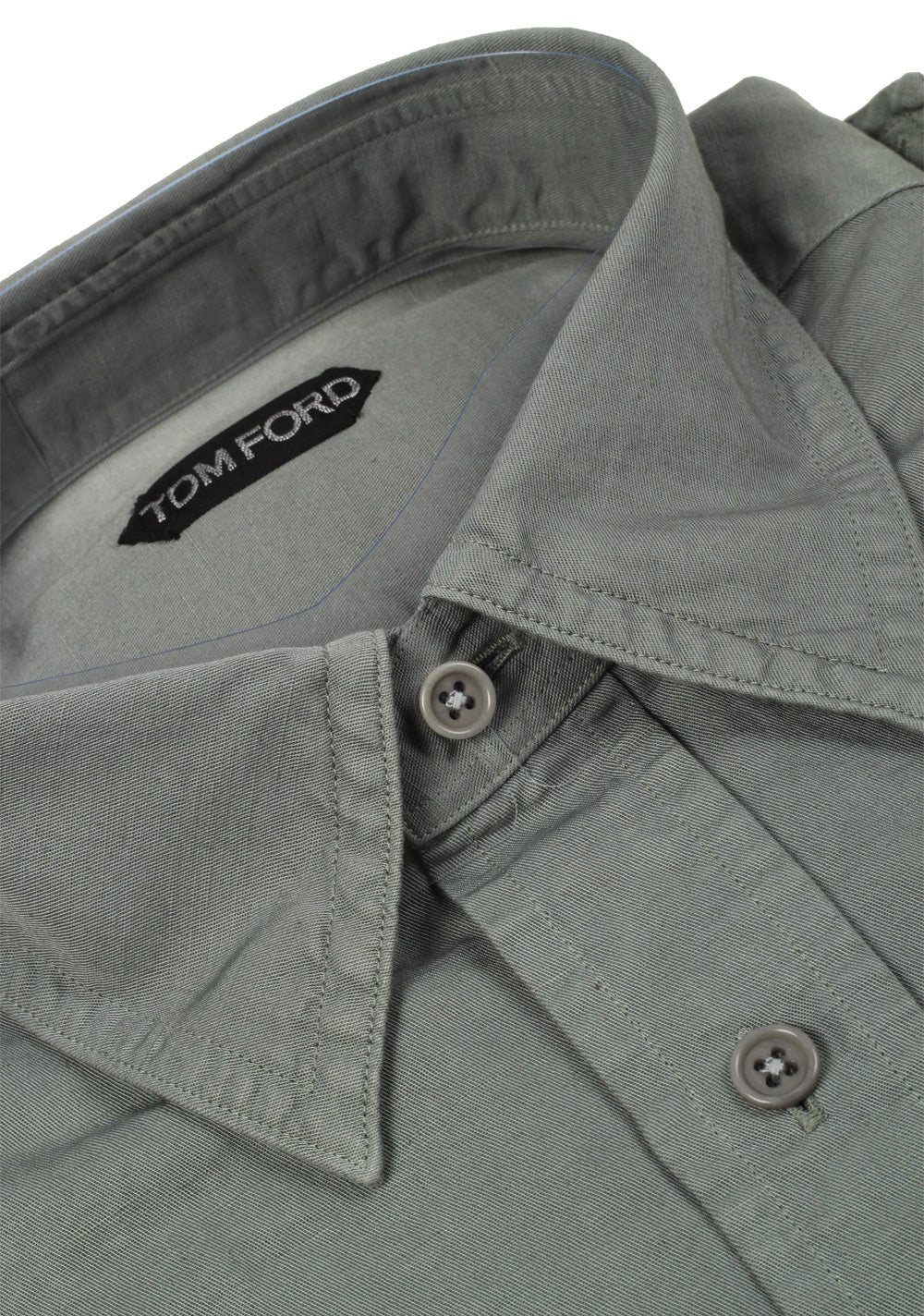TOM FORD Solid Green Casual Shirt Size 43 / 17 U.S.