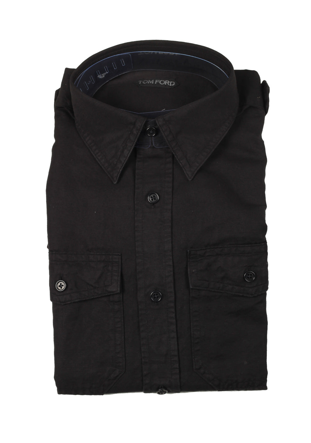 TOM FORD Solid Black Casual Shirt Size 44 / 17,5 U.S.
