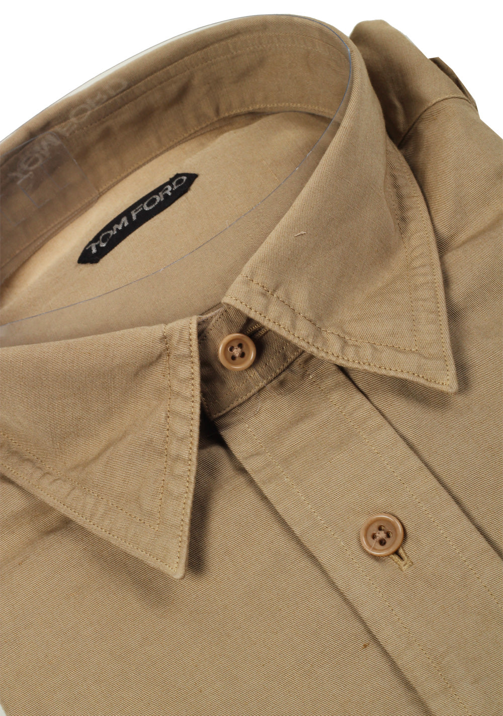TOM FORD Solid Beige Casual Shirt Size 43 / 17 U.S.