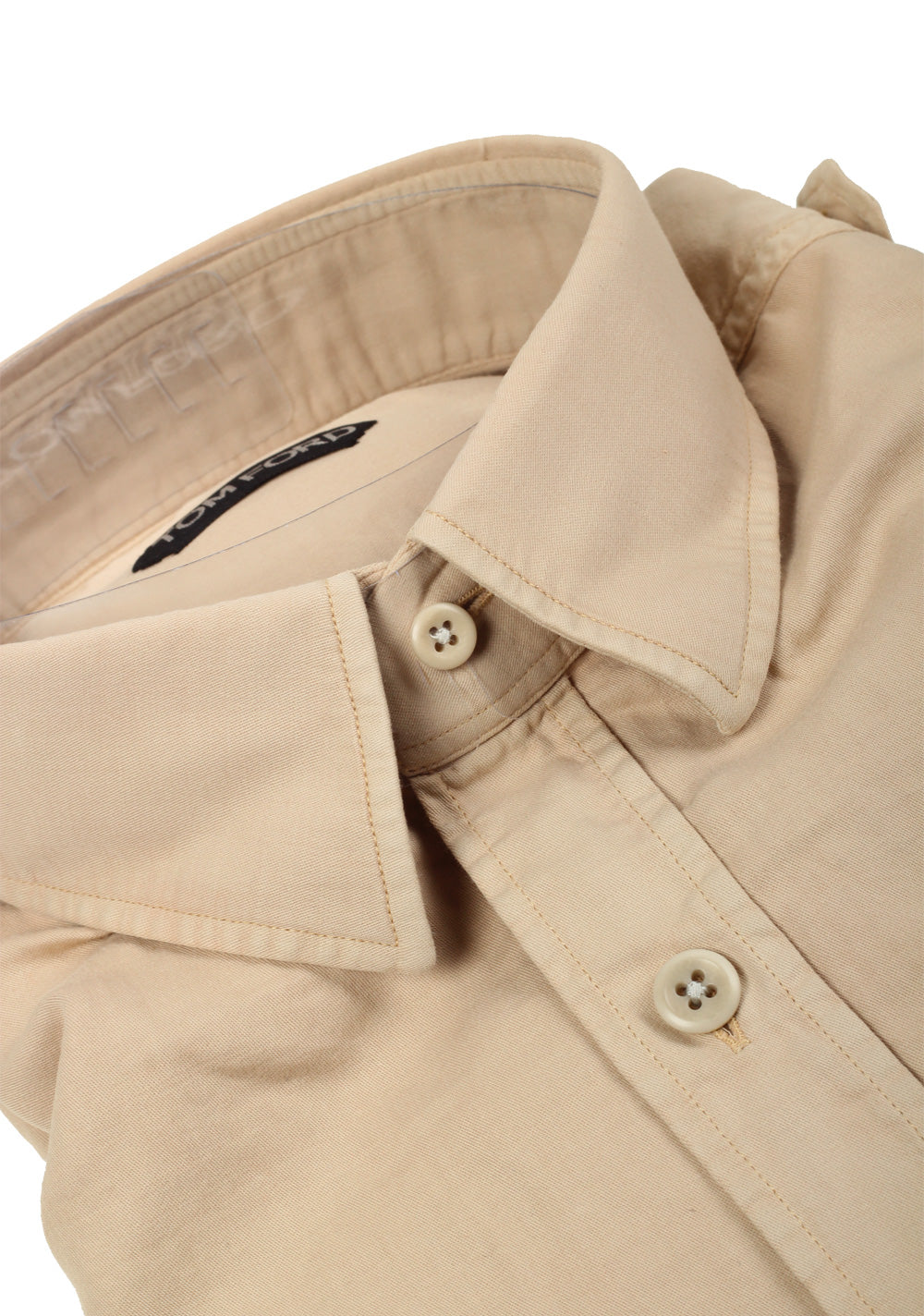 TOM FORD Solid Beige Casual Shirt Size 43 / 17 U.S.
